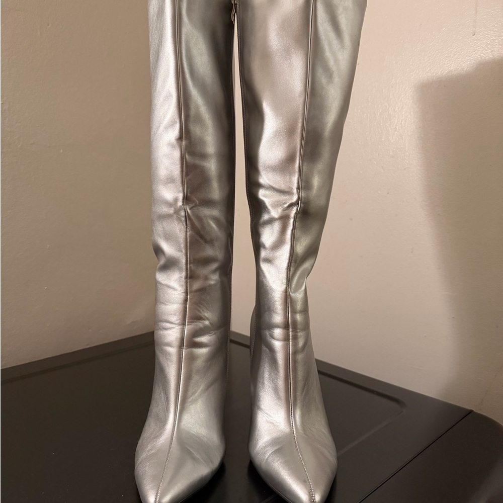Fashion Nova Silver Over the Knee Boots